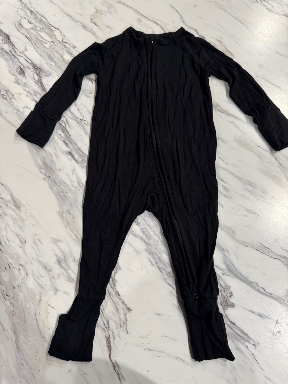 Little Sleepies Black Zip-Front Footed One-Piece